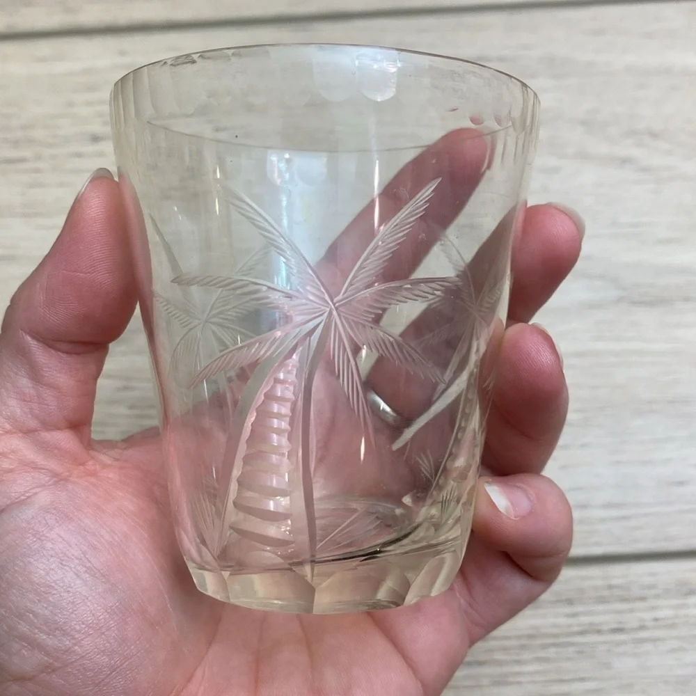 Antique‎ Cut Glass Palm Tree Cup